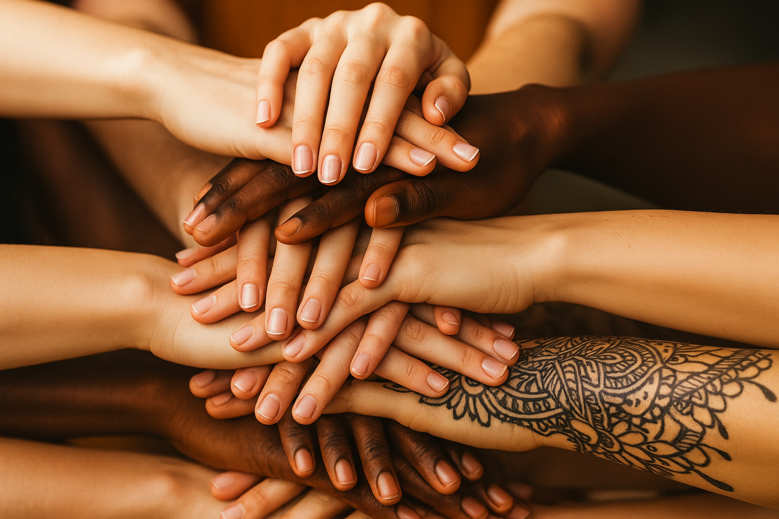 A diverse team collaborating around a luminous conference table, symbolising shared ambition.