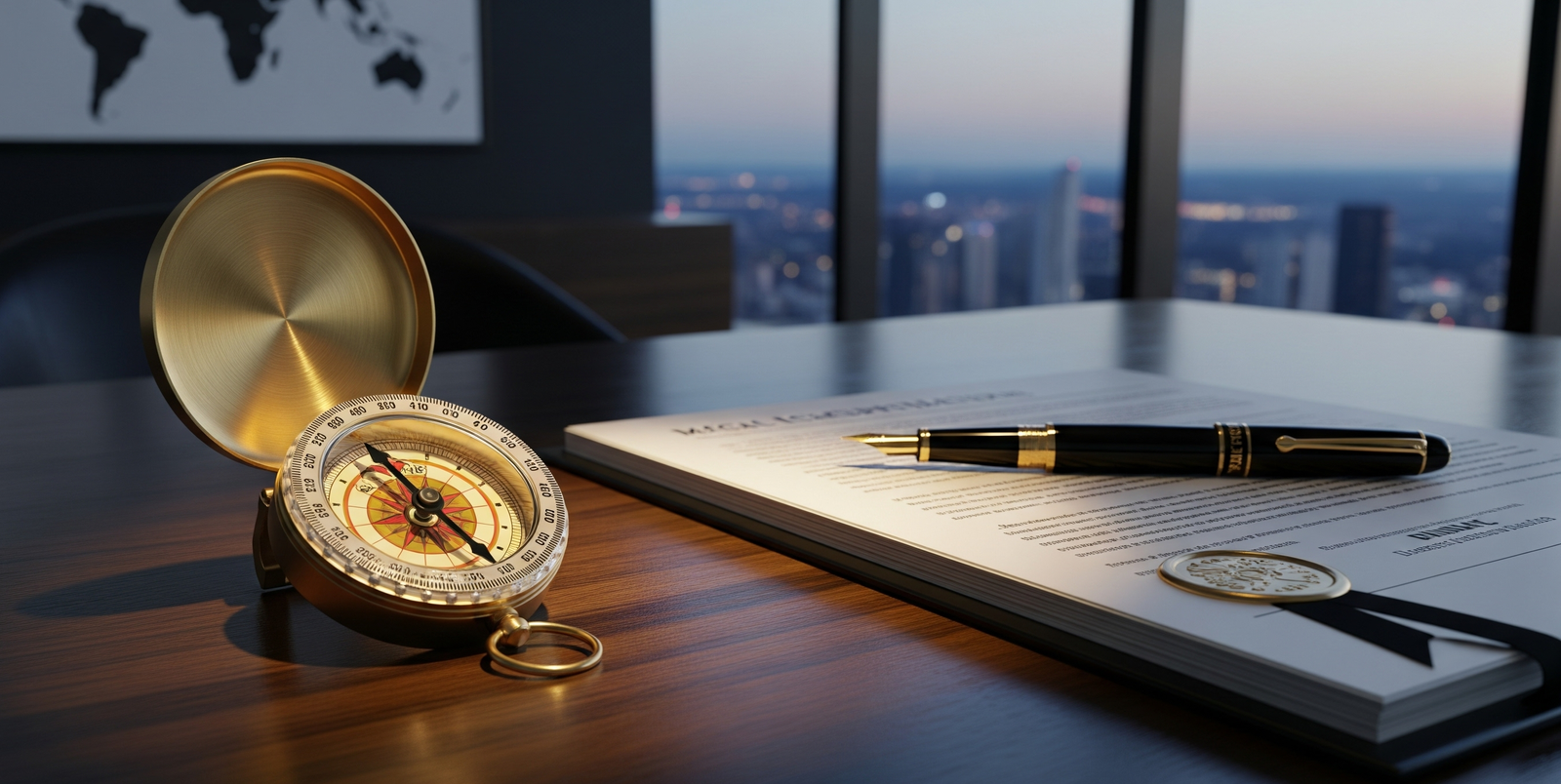 A compass on a map, representing the strategic choice of business direction.